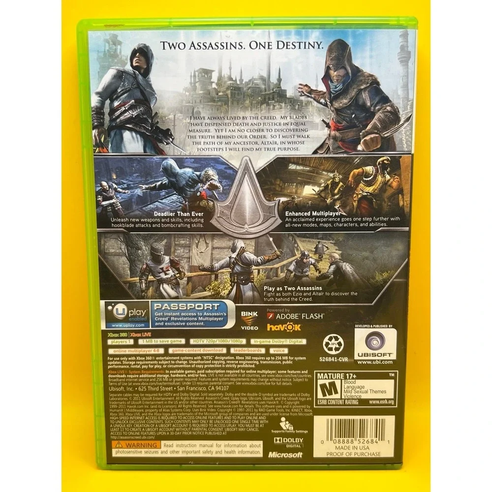 Assassin's Creed: Revelations (Microsoft Xbox 360, 2011) CIB -Tested and Working